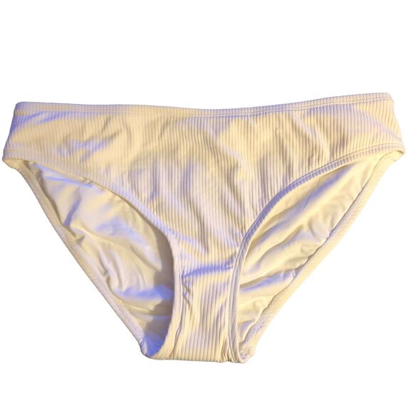 Andie Swim The Bikini Bottom in Ivory Cream White Ribbed Size Large Coconut NEW - Picture 10 of 11
